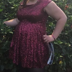Red sequin dress